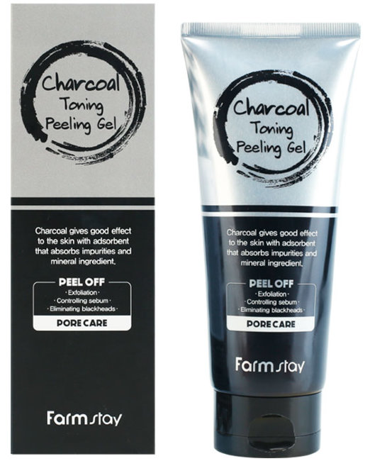 FarmStay Charcoal Toning Peeling Gel Отшелушивающий гель с углем, 180 мл