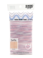 Sungbo Cleamy Мочалка для тела с плетением «Волна» и полиэстеровыми нитями средней жесткости Сиреневая Noble Shower Towel 28х95 см, 1 шт