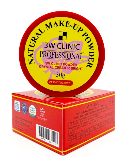 3W Clinic Пудра рассыпчатая Natural Make-up Powder Professional тон 21 Light Beige, 30 г