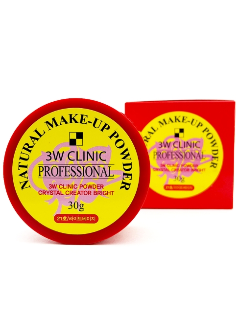 3W Clinic Пудра рассыпчатая Natural Make-up Powder Professional тон 21 Light Beige, 30 г