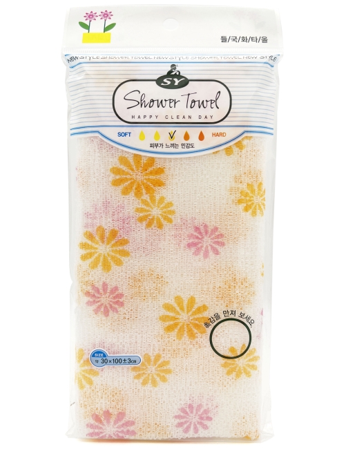 ShinYoung Массажная мочалка полотенце для глубокого очищения кожи и профилактики целлюлита "Цветочек" Skin Care Massage Towel Orange, 30x100 см ShinYoung Массажная мочалка полотенце для глубокого очищения кожи и профилактики целлюлита "Цветочек" Skin Care Massage Towel Orange, 30x100 см