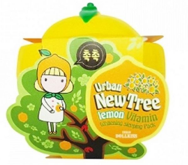 Baviphat Urban Dollkiss New Tree Lemon Vitamin Whitening Sleeping Pack Маска ночная осветляющая лимон, 100 г