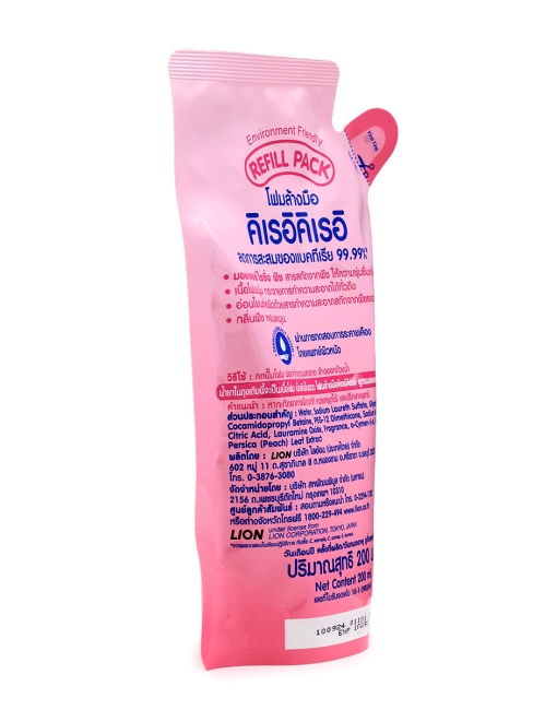 LION Жидкое пенное антибактериальное мыло Персик Kirei Kirei Family Foaming Hand Soap Moisturizing Peach, 200 мл