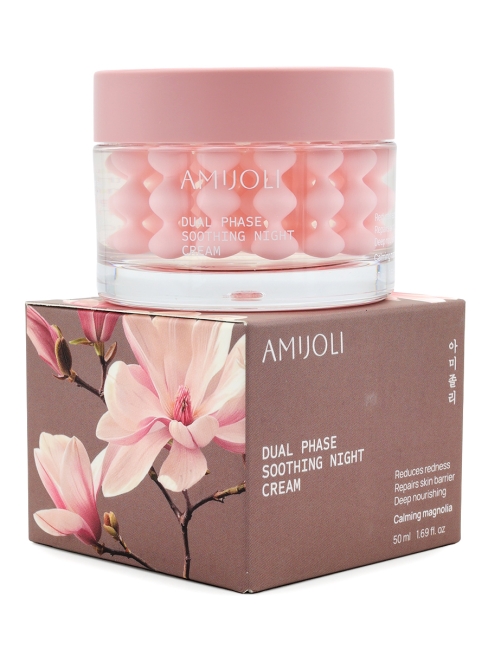 AMIJOLI Капсульный ночной крем для лица с магнолией и церамидами Dual Phase Soothing Night Сream Calming Magnolia, 50 мл