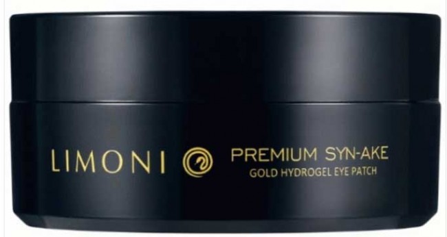 LIMONI Premium Syn-Ake Gold Hydrogel Eye Patch Антивозрастные гелевые патчи для век со Змеиным ядом, 60 шт
