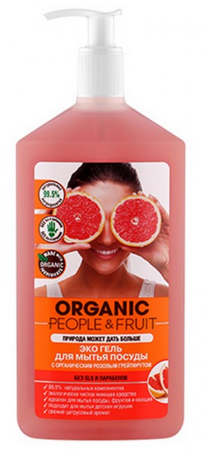 Organic People & Fruit Эко-гель для мытья посуды Органический Розовый Грейпфрут, 500 мл Organic People & Fruit Эко-гель для мытья посуды Органический Розовый Грейпфрут, 500 мл