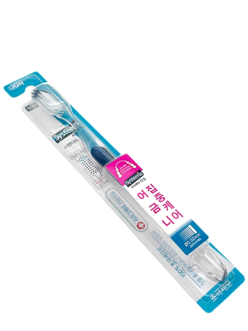 LION Компактная зубная щетка средней жесткости синяя Systema Tartar Red Blue, 1 шт