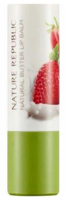 NATURE REPUBLIC Natural Butter Lip Balm Strawberry Бальзам для губ Клубника, 4 г
