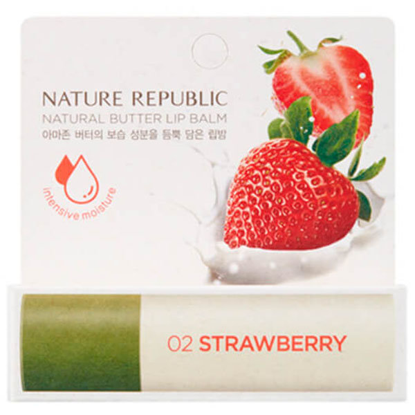 NATURE REPUBLIC Natural Butter Lip Balm Strawberry Бальзам для губ Клубника, 4 г