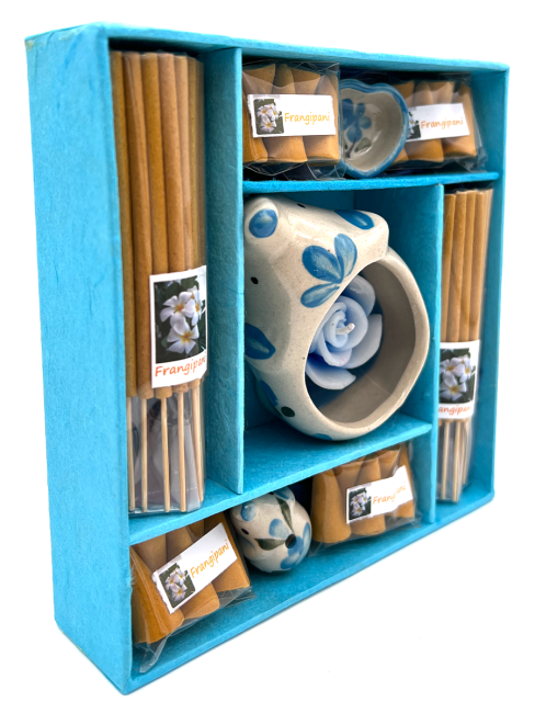 EcoBioLife Арома-набор Цветок Франжипани из 9 предметов голубой Frangipani Aroma Set Blue