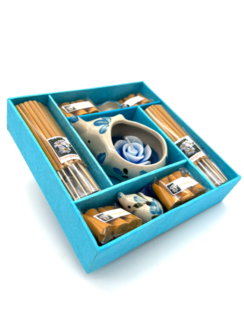 EcoBioLife Арома-набор Цветок Франжипани из 9 предметов голубой Frangipani Aroma Set Blue