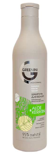 Greenini Aloe & Keratin Шампунь Кератиновое восстановление, 500 мл