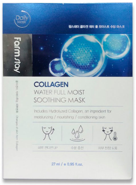 FarmStay Collagen Water Full Moist Soothing Mask Тканевая маска увлажняющая с коллагеном, 27 мл