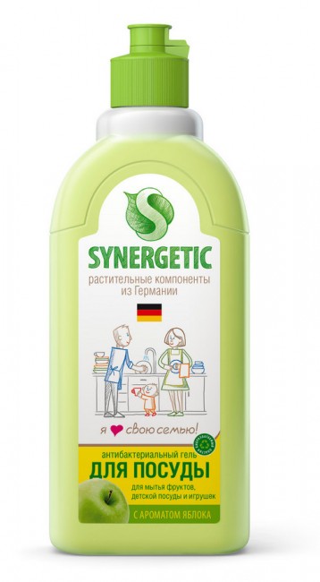 Synergetic Биоразлагаемое концентрированное средство для мытья посуды Яблоко, 500 мл Synergetic Биоразлагаемое концентрированное средство для мытья посуды Яблоко, 500 мл