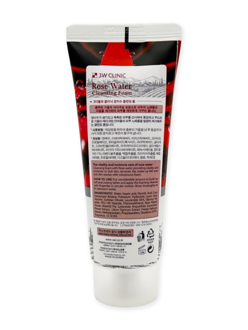 3W Clinic Пенка для умывания натуральная с розовой водой Rose Water Cleansing Foam, 100 мл