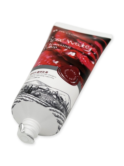 3W Clinic Пенка для умывания натуральная с розовой водой Rose Water Cleansing Foam, 100 мл