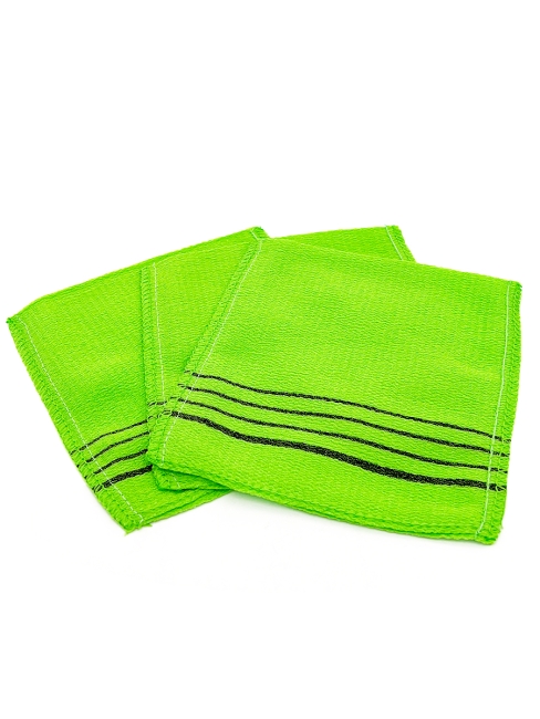 Sungbo Cleamy Мочалка-варежка для лица и тела из вискозы без подклада, жесткая, массажная Viscose Squared Bath Towel 13,5х15 см, 3 шт