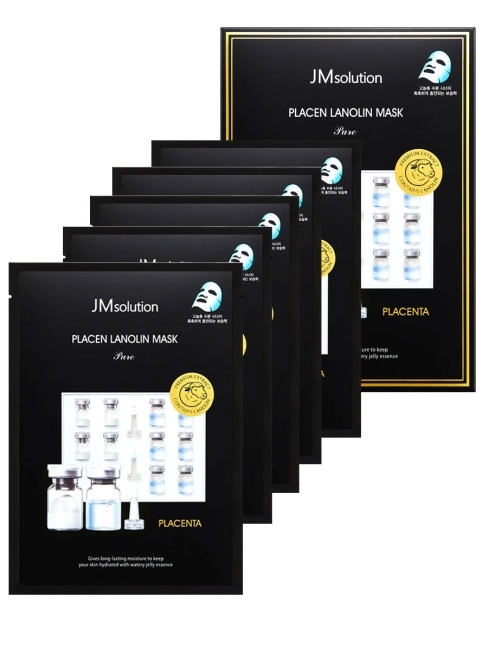 JMsolution Комплект увлажняющих плацентарных масок с ланолином Placen Lanolin Mask Pure, 5 шт JMsolution Комплект увлажняющих плацентарных масок с ланолином Placen Lanolin Mask Pure, 5 шт