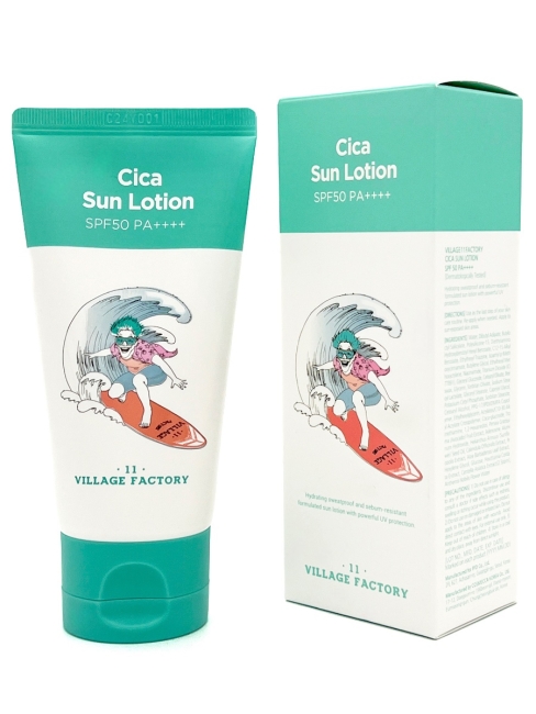 Village 11 Factory Солнцезащитный лосьон водостойкий Waterproof Cica Sun Lotion SPF50 PA++++, 80 мл