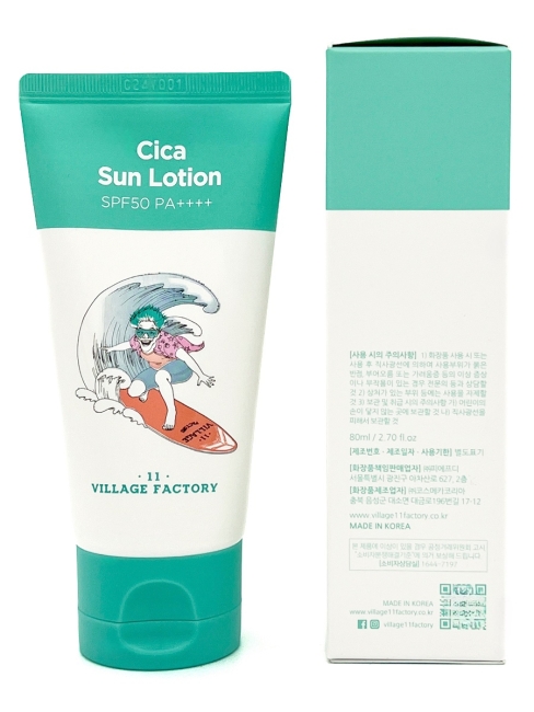 Village 11 Factory Солнцезащитный лосьон водостойкий Waterproof Cica Sun Lotion SPF50 PA++++, 80 мл