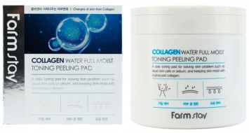Farmstay Collagen Water Full Moist Toning Peeling Pad Отшелушивающие очищающие подушечки с коллагеном, 70 шт