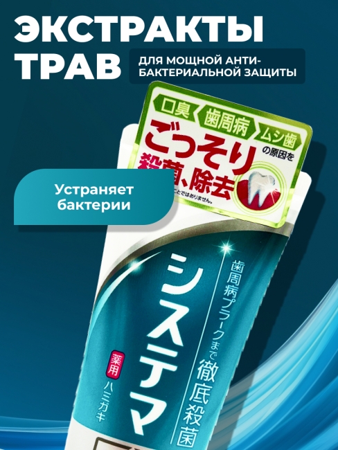 LION Зубная паста для профилактики болезней десен с ароматом трав "Dentor Systema EX Medical Cool", 130 г