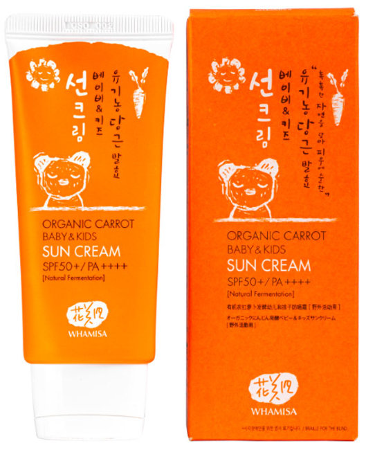 Whamisa Organic Carrot Baby&Kids Sun Cream SPF 50+ / PA++++ Детский солнцезащитный крем на основе ферментов моркови SPF 50+ / PA++++, 60 г