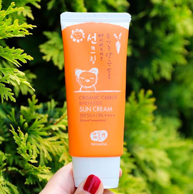 Whamisa Organic Carrot Baby&Kids Sun Cream SPF 50+ / PA++++ Детский солнцезащитный крем на основе ферментов моркови SPF 50+ / PA++++, 60 г