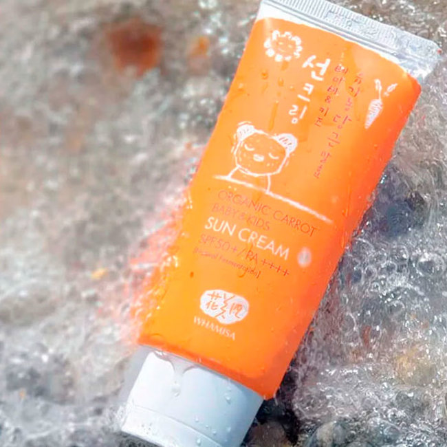Whamisa Organic Carrot Baby&Kids Sun Cream SPF 50+ / PA++++ Детский солнцезащитный крем на основе ферментов моркови SPF 50+ / PA++++, 60 г
