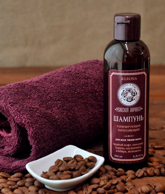 Kleona Шампунь "Мужской характер" с черным кофе, 200 мл