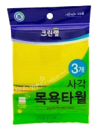 CleanLab Мочалка-варежка Кесе для лица и тела из вискозы без жесткая массажная, 13,5 х 15 см, 3 шт