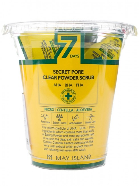 May Island Скраб для очищения пор с экстрактом центеллы 7 Days Secret Pore Clear Powder Scrub AHA-BHA-PHA, 12*5 г May Island Скраб для очищения пор с экстрактом центеллы 7 Days Secret Pore Clear Powder Scrub AHA-BHA-PHA, 12*5 г
