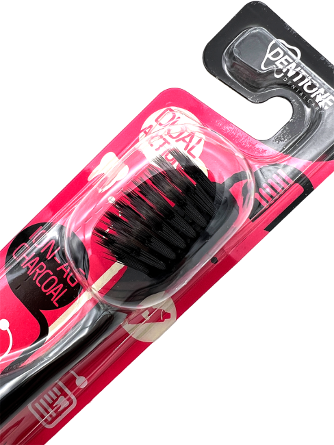 EQ Maxon Зубная щетка со сверхтонкими щетинками двойной высоты с древесным углем и ионами серебра, средней жесткости Зеленая Dentone Green, 1 шт