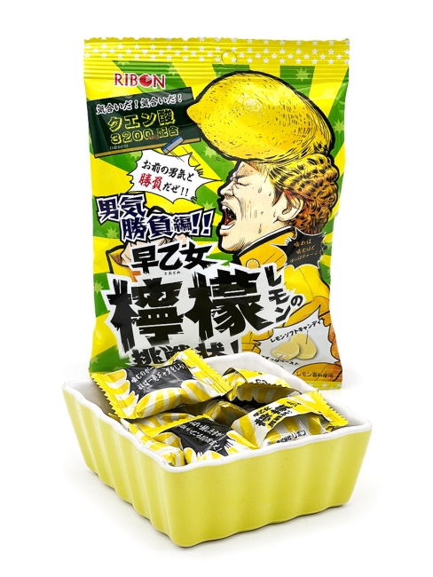 RIBON Конфеты жевательные с начинкой Супер кислый лимон Lemon Saotome's Challenge Masculinity Competition Edition (10 шт), 60 г RIBON Конфеты жевательные с начинкой Супер кислый лимон Lemon Saotome's Challenge Masculinity Competition Edition (10 шт), 60 г