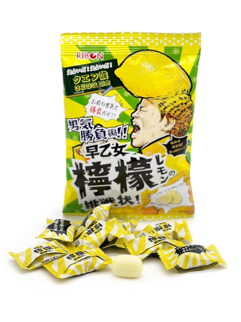 RIBON Конфеты жевательные с начинкой Супер кислый лимон Lemon Saotome's Challenge Masculinity Competition Edition (10 шт), 60 г RIBON Конфеты жевательные с начинкой Супер кислый лимон Lemon Saotome's Challenge Masculinity Competition Edition (10 шт), 60 г