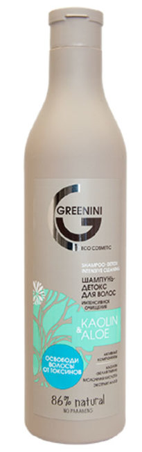 Greenini Kaolin & Aloe Шампунь-детокс для волос Интенсивное восстановление, 500 мл