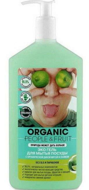 Organic People & Fruit Эко-гель для мытья посуды Органическая Дикая Мята и Лайм 500 мл Organic People & Fruit Эко-гель для мытья посуды Органическая Дикая Мята и Лайм 500 мл