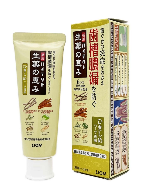 LION Зубная паста для профилактики болезней десен и кариеса с ароматом лечебных трав Hitect Seiyaku, 90 г