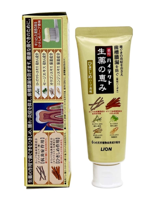 LION Зубная паста для профилактики болезней десен и кариеса с ароматом лечебных трав Hitect Seiyaku, 90 г