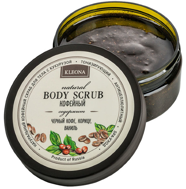 Kleona Скраб для тела Кофейный, с кукурузой, 200 г Kleona Скраб для тела Кофейный, с кукурузой, 200 г