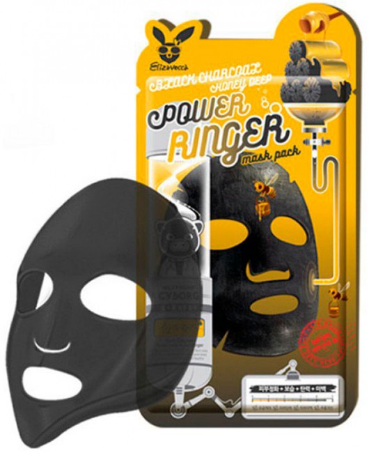 Elizavecca Тканевая маска с древесным углем и медом Black Charcoal Honey Deep Power Ringer Mask, 23 мл Elizavecca Тканевая маска с древесным углем и медом Black Charcoal Honey Deep Power Ringer Mask, 23 мл