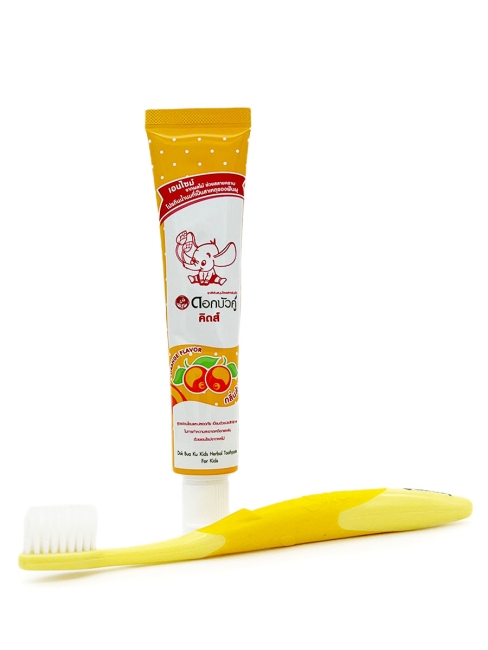 Twin Lotus Набор для детей 3-6 лет: Зубная паста с апельсином и Зубная щетка экстра мягкая Set Kids Herbal Toothpaste Orange Flavor and Toothbrush Extra Soft Yellow, 35 г Twin Lotus Набор для детей 3-6 лет: Зубная паста с апельсином и Зубная щетка экстра мягкая Set Kids Herbal Toothpaste Orange Flavor and Toothbrush Extra Soft Yellow, 35 г