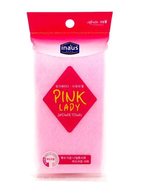 Inaus Мочалка для тела с плетением «Сетка» однотонная мягкая Clean Wrap 28х96 см, 1 шт