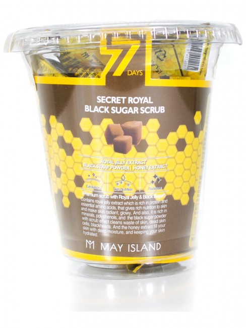 May Island Сахарный скраб с экстрактом меда 7 Days Secret Royal Black Sugar Scrub, 12*3 мл