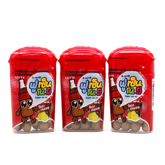 LOTTE Жевательная резинка драже Кола и Лимон Fusen No Mi Cola Lemon, 3 шт 15 г