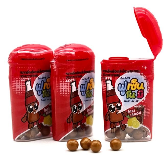 LOTTE Жевательная резинка драже Кола и Лимон Fusen No Mi Cola Lemon, 3 шт 15 г