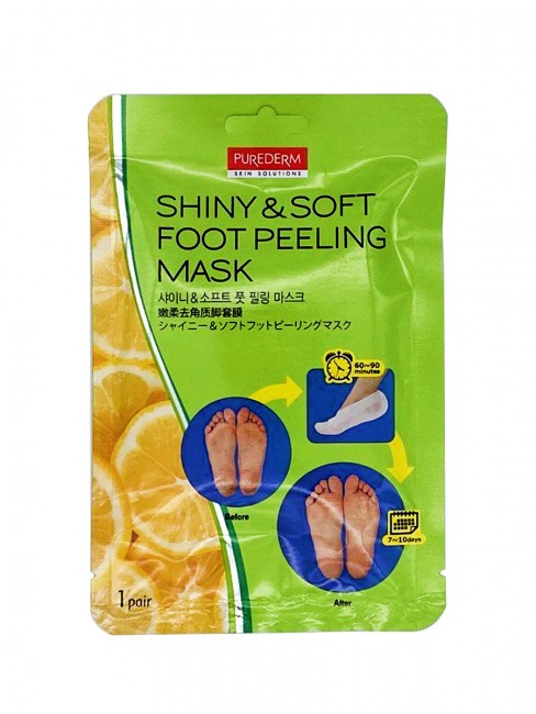 Purederm Отшелушивающая маска-пилинг для ног Shiny & Soft Foot Peeling Mask, 2 пары*34 г Purederm Отшелушивающая маска-пилинг для ног Shiny & Soft Foot Peeling Mask, 2 пары*34 г