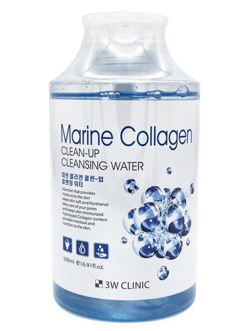 3W Clinic Очищающая вода для снятия макияжа с морским коллагеном Marine Collagen Clean-Up Cleansing Water, 500 мл 3W Clinic Очищающая вода для снятия макияжа с морским коллагеном Marine Collagen Clean-Up Cleansing Water, 500 мл