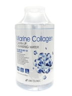 3W Clinic Очищающая вода для снятия макияжа с морским коллагеном Marine Collagen Clean-Up Cleansing Water, 500 мл