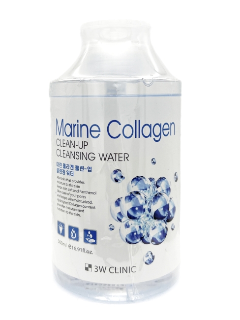 3W Clinic Очищающая вода для снятия макияжа с морским коллагеном Marine Collagen Clean-Up Cleansing Water, 500 мл 3W Clinic Очищающая вода для снятия макияжа с морским коллагеном Marine Collagen Clean-Up Cleansing Water, 500 мл